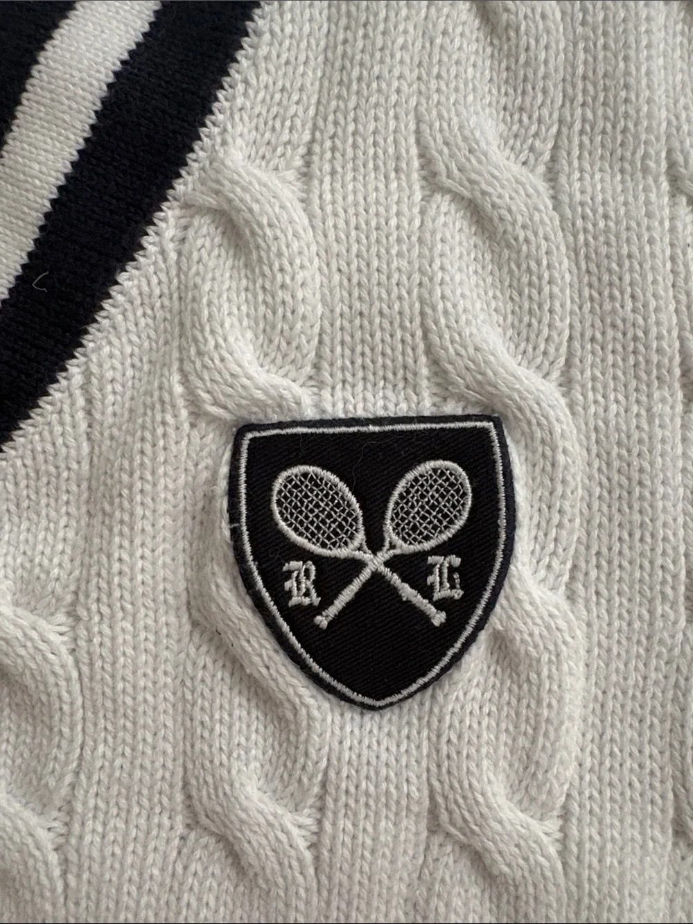 Polo Ralph Lauren Vintage Cricket Cable Knit Sweater Vest Tennis RL Crest Size M